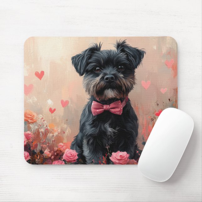 Mousepad Affenpinscher com Rosas - Dia dos Namorados (Com mouse)