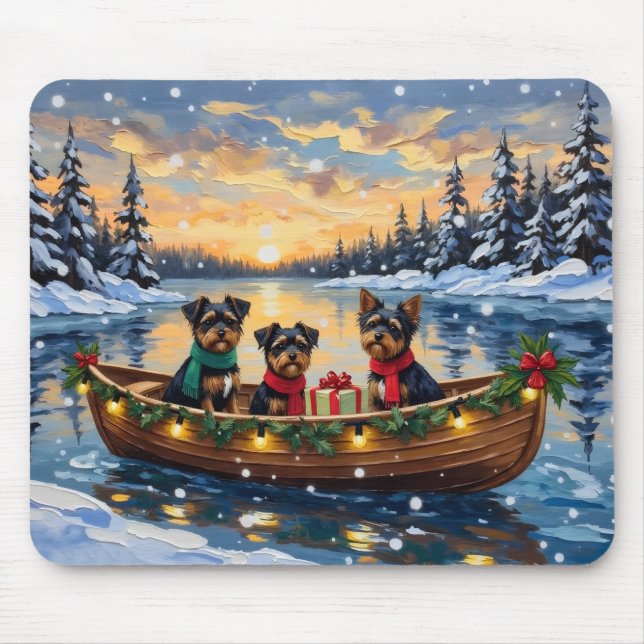 Mousepad Affenpinscher Dog Christmas Boat Holiday (Frente)