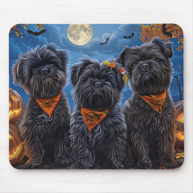 Mousepad Affenpinscher Halloween Assustador (Frente)
