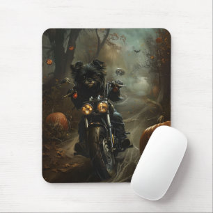 Mousepad Affenpinscher Pilotando Moto Halloween Assustador