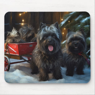 Mousepad Affenpinscher Snowy Sleigh Passeia Decência de Nat