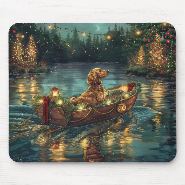 Mousepad Afghan Hound Christmas Festive Voyage (Frente)