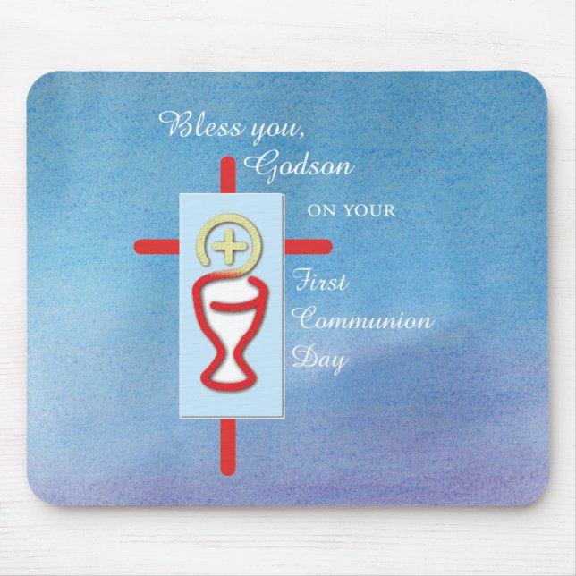 Mousepad Afilhado, Primeira Comunhão, Azul (Frente)