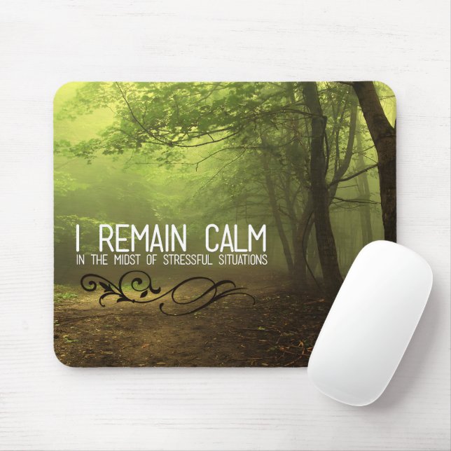 Mousepad Afirmação de Motivação "Eu permaneço calmo" (Com mouse)