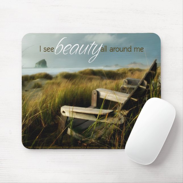 Mousepad Afirmação de Motivação "Eu vejo beleza" (Com mouse)