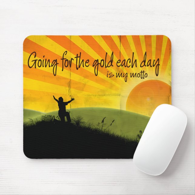 Mousepad Afirmação de Motivação "Ir para o Ouro" (Com mouse)