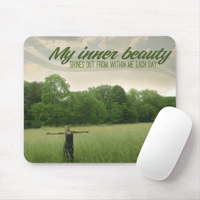 Mousepad Afirmação de Motivação "Minha beleza interior" (Com mouse)