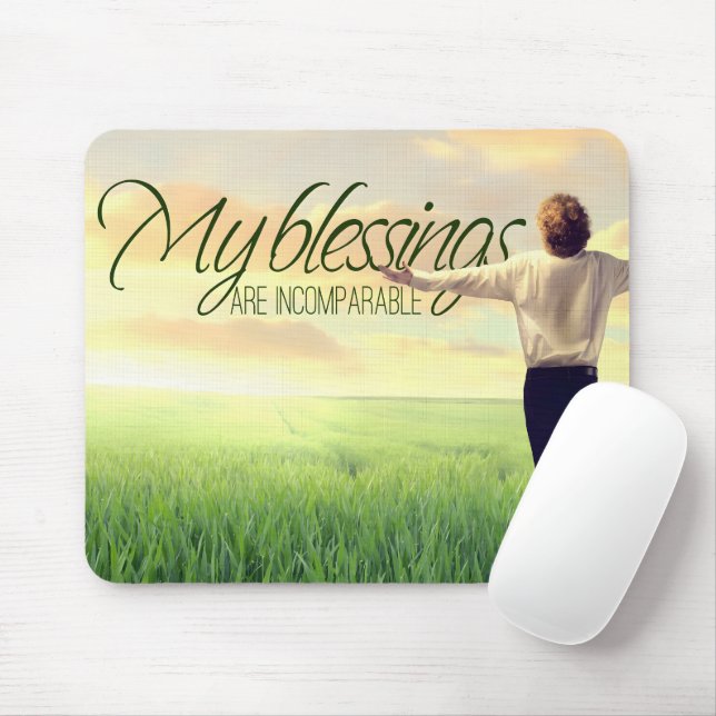 Mousepad Afirmação de Motivação "Minhas bênçãos" (Com mouse)