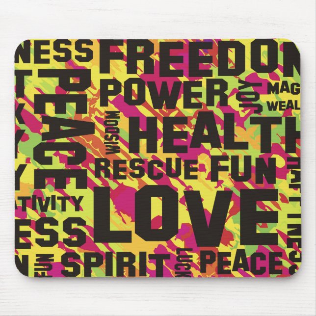 Mousepad afirmações em preto - espalhador verde rosa (Frente)