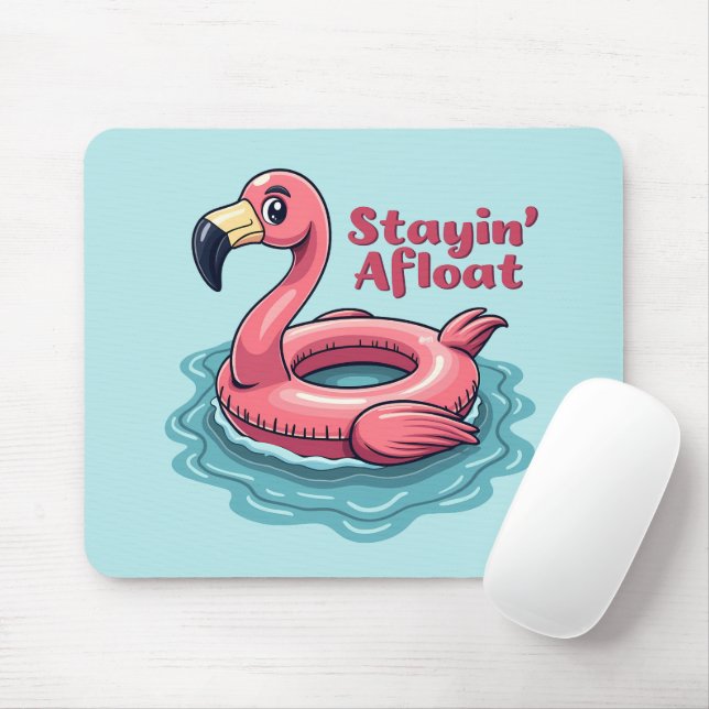 Mousepad Afloat Funny Flamingo Piscina Float Retro (Com mouse)