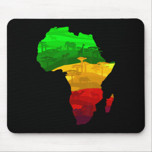 Mousepad África Mapa Verde Amarelo Vermelho Orgulho African