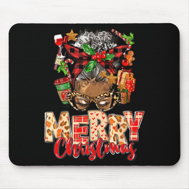 Mousepad African American Christmas African Black Xmas Mom  (Frente)