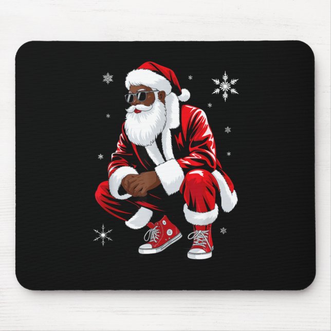 Mousepad African American Christmas Pajama Xmas Afro Santa  (Frente)