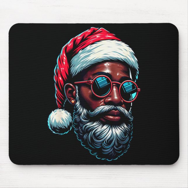 Mousepad African American Christmas Pajama Xmas Afro Santa  (Frente)