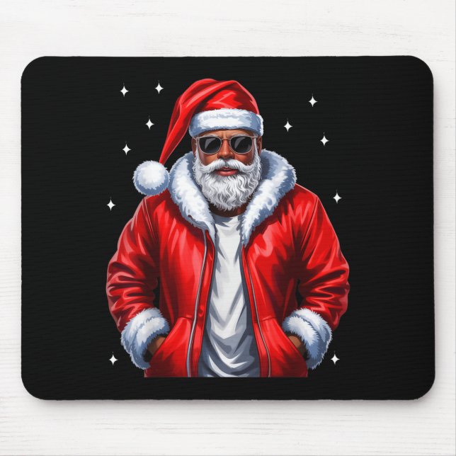 Mousepad African American Christmas Pajama Xmas Afro Santa  (Frente)