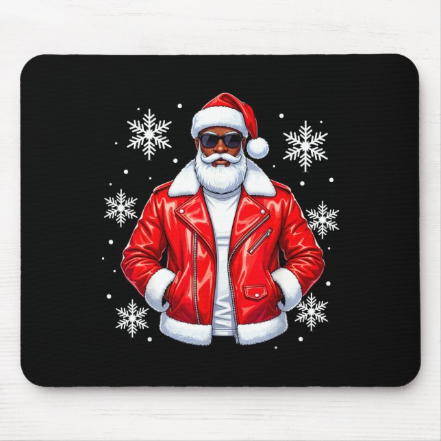 Mousepad African American Cool Santa Claus Christmas Pajama (Frente)
