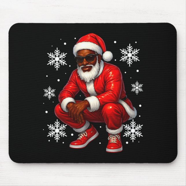 Mousepad African American Cool Santa Claus Christmas Pajama (Frente)