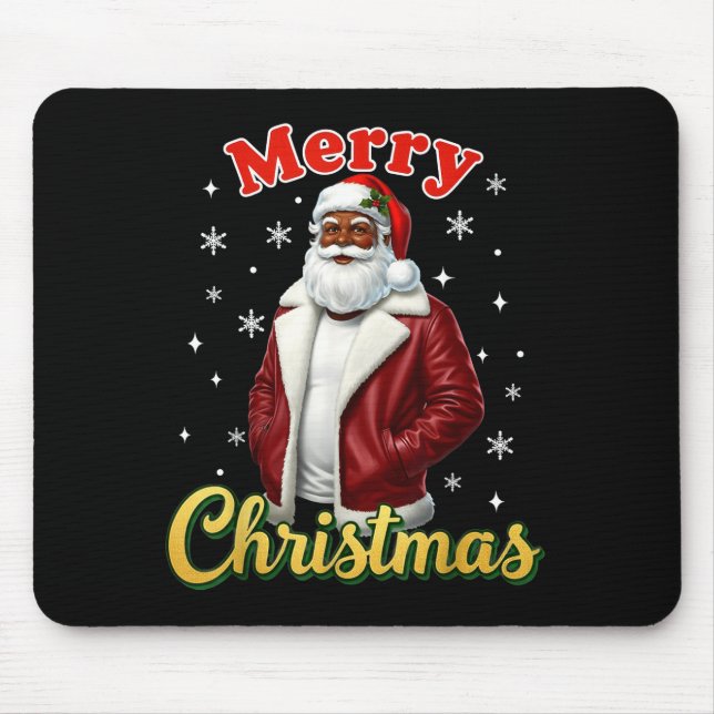 Mousepad African American Santa Christmas Cool Black X-mas  (Frente)
