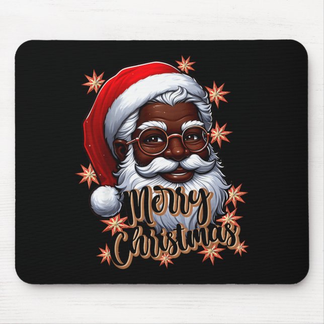 Mousepad African American Santa Christmas Pajama Black X-ma (Frente)
