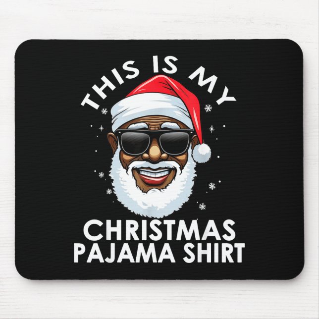 Mousepad African American Santa Claus Christmas Pajama Shir (Frente)