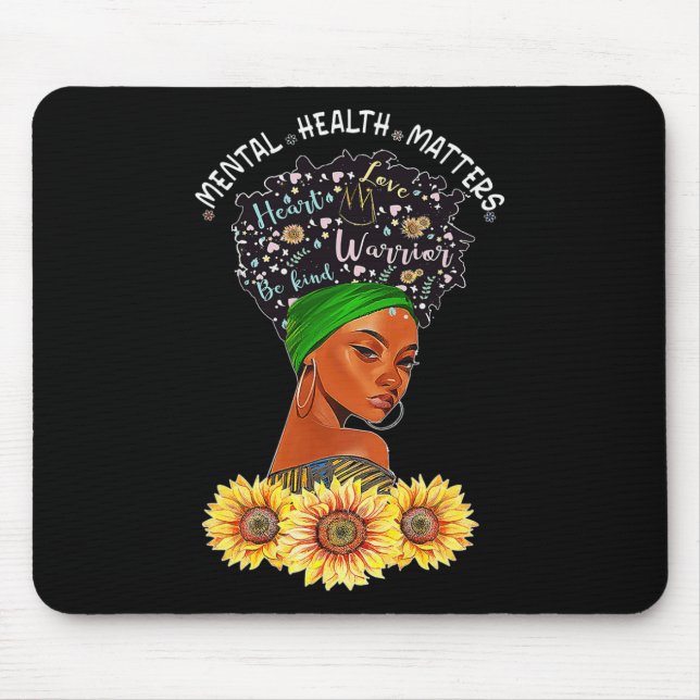 Mousepad Afro-Americano de Problemas de Saúde Mental Mulher (Frente)