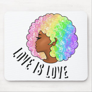 Mousepad afro arco-íris amor LGBTQ é amor orgulho garota ne