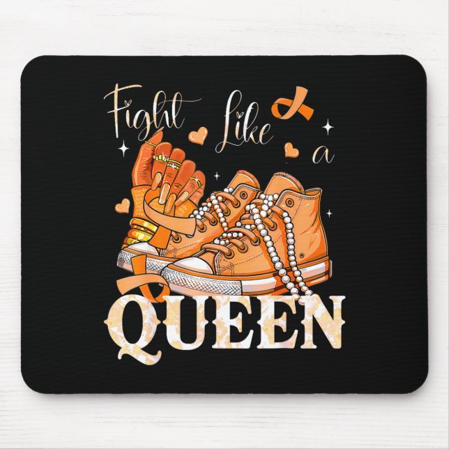 Mousepad Afro Queen Multiple Sclerosis Survivor Orange Ribb (Frente)