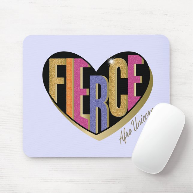 Mousepad Afro Unicorn Fierce Heart Design (Com mouse)