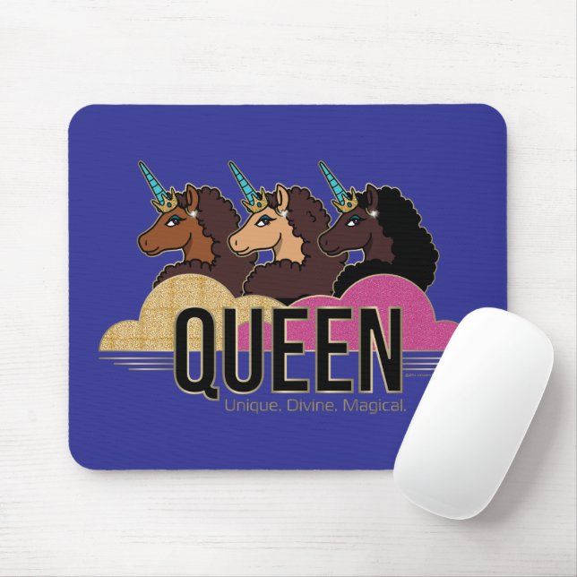 Mousepad Afro Unicorn Queen Trio Design (Com mouse)