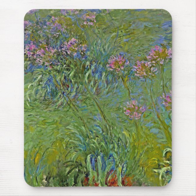 Mousepad Agapanthus Flowers (por Claude Monet) (Frente)