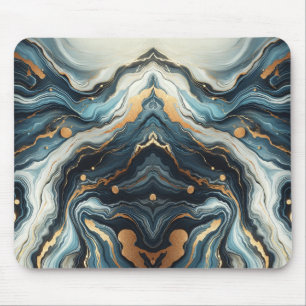 Mousepad Ágata Azul Turquesa Dourada Moderno Glam Elegante