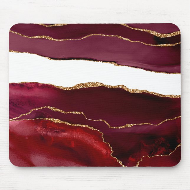 Mousepad Ágata bordeaux e ouro (Frente)