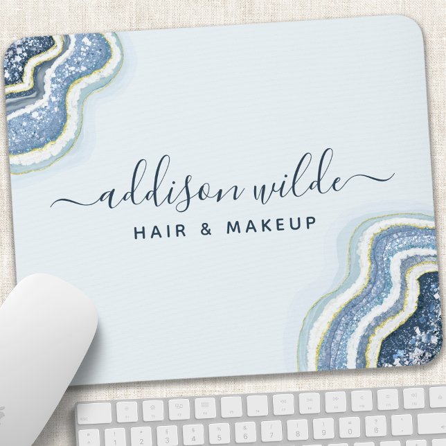 Mousepad Ágata Geodo Brilho Azul Luxo Chic (Criador carregado)