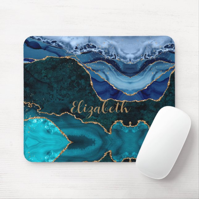 Mousepad Ágata Lux Pavão & Dourado Personalizado (Com mouse)