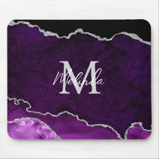 Mousepad Agato de mármore roxo e prateado