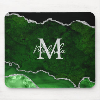 Mousepad Agato de mármore verde e prateado