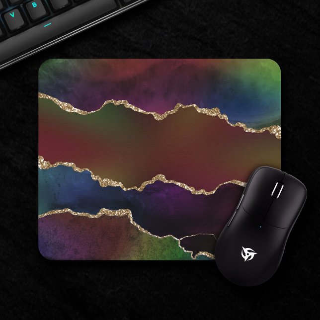 Mousepad Agato Escuro Intenso | Moody Rainbow Jewel Tone (Criador carregado)