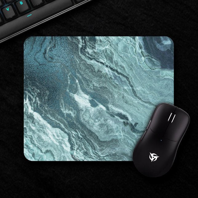 Mousepad Agato Teal Cristalalizado | Pedra Marmorizada Aqua (Criador carregado)