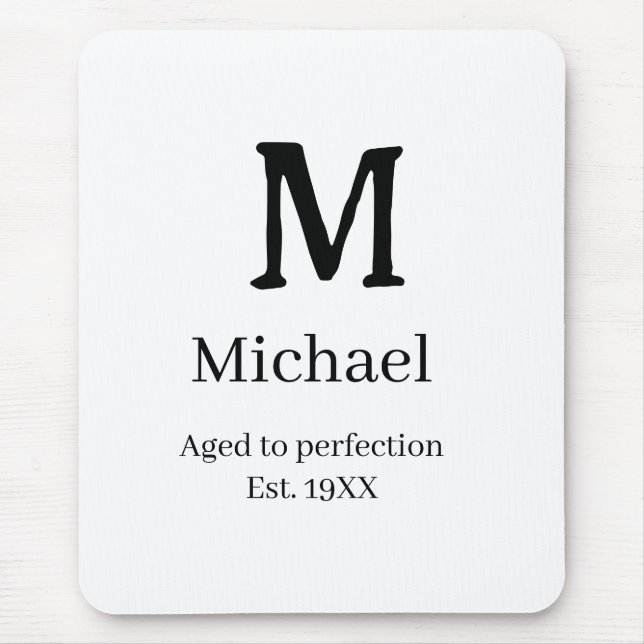 Mousepad Aged to perfection est. 19XX monogram name letter  (Frente)