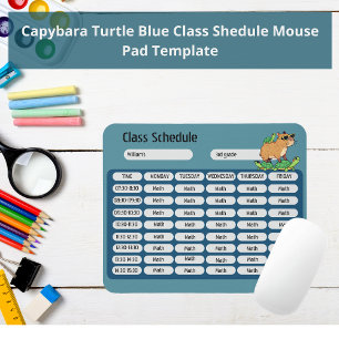 Mousepad Agendamento de Classe de Tartaruga Capybara Funny