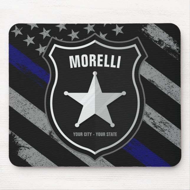 Mousepad Agente de Polícia de NOME Personalizado Xerife Pav (Frente)