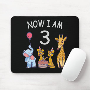 Mousepad Agora tenho 3 anos de aniversário de 3 anos no Zoo