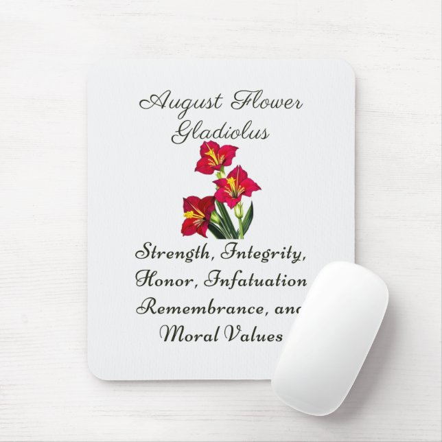 Mousepad Agosto Nascimento Mês Flor Gladiolus Presente (Com mouse)