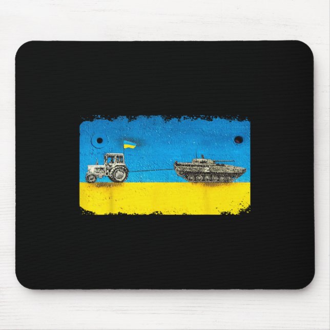 Mousepad Agricultor ucraniano engraçado puxando tanque com  (Frente)