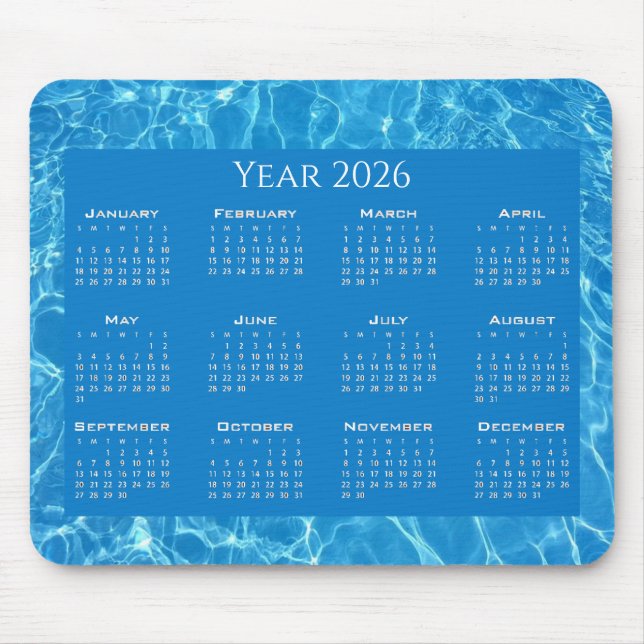 Mousepad Água azul do calendário texturizada (Frente)