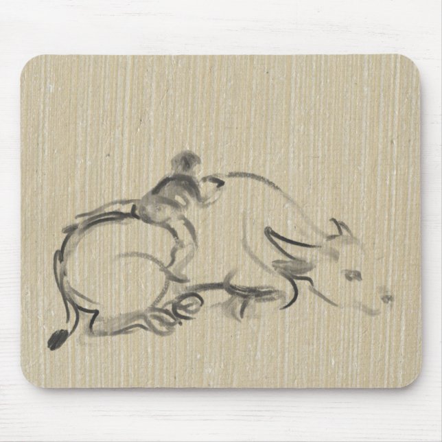 Mousepad Água Búfalo Criança Chinesa Ox Ano 2021 MouseP (Frente)