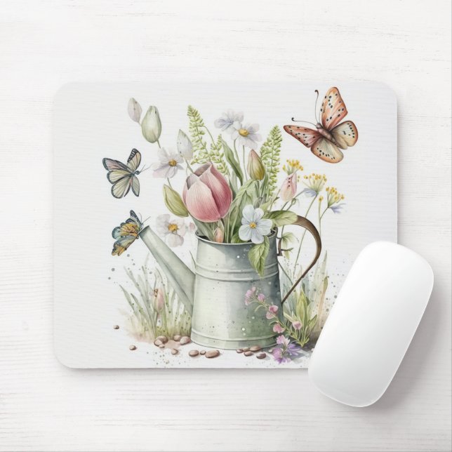Mousepad Água com Tulipas e Borboletas (Com mouse)