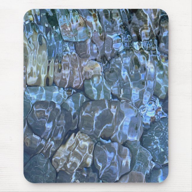 Mousepad Água corrente, riacho, vapor, pedras submarinas (Frente)