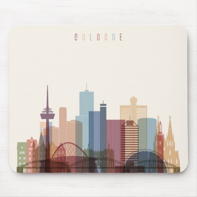 Mousepad Água de Colônia, skyline da cidade de Alemanha | (Frente)