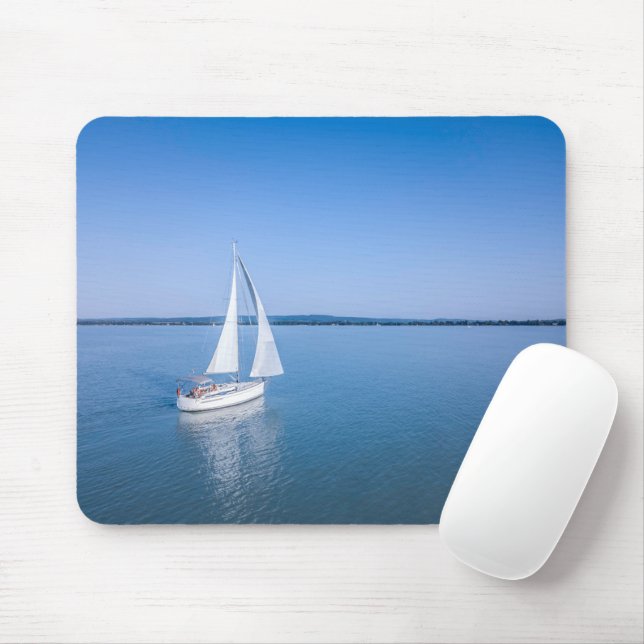 Mousepad Água | Iate no lago Balaton da Hungria (Com mouse)